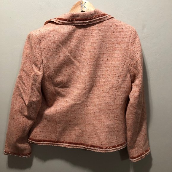 {Kate Hill} Pink Tweed Wool Blazer size 8 - Picture 4 of 10